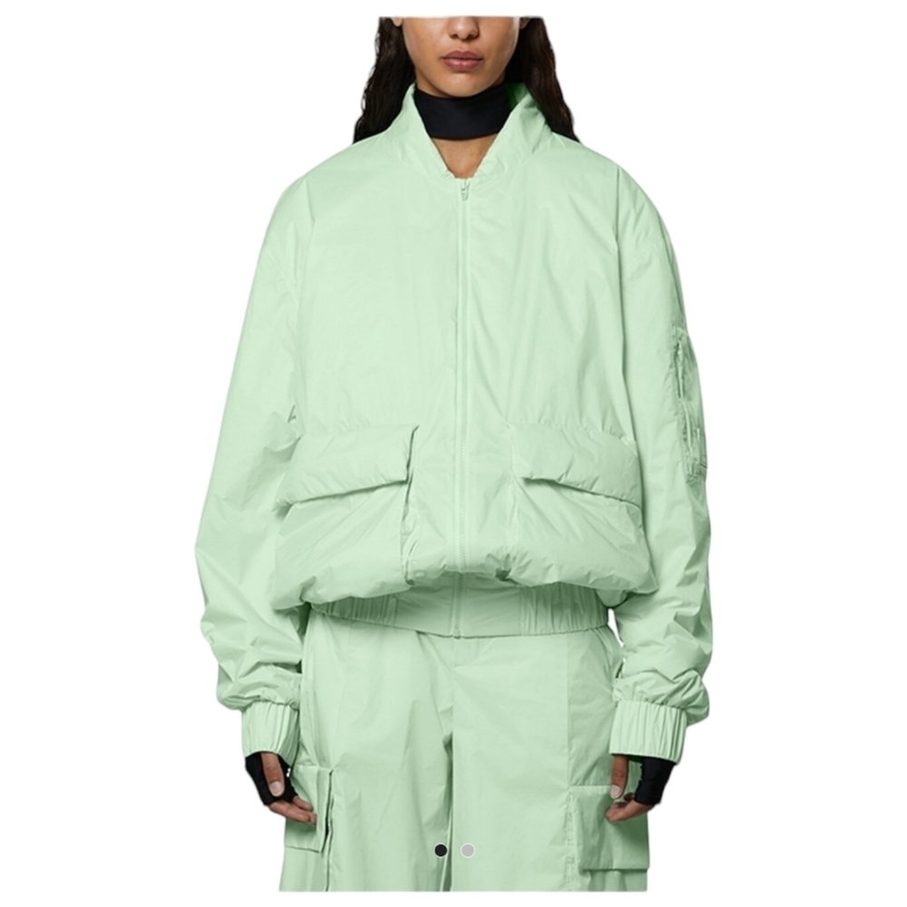 RAINS Fuse Bomber Jacket Woman's Mineral NWT $300 Size Small